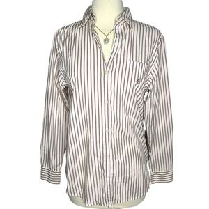 Lauren Ralph Lauren | Red Pin Stripe Button Down Shirt Size S